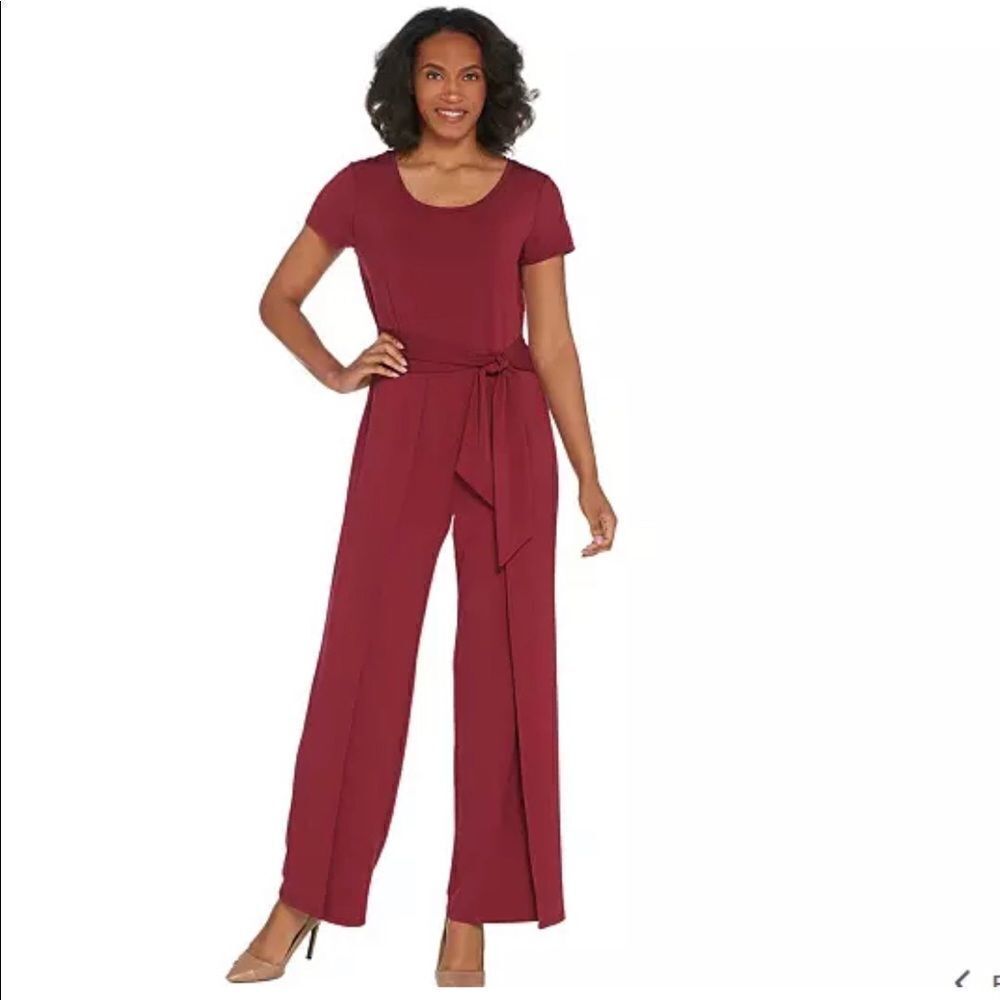 H by Halston Jet Set Jersey Tie-Front Jumpsuit